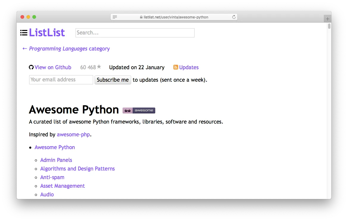 ListList Python list page