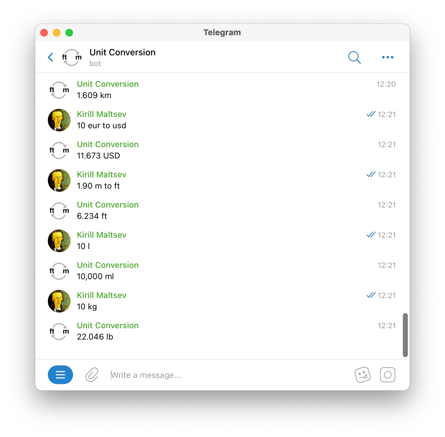 Unit conversion example