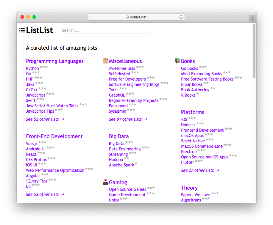 ListList main page